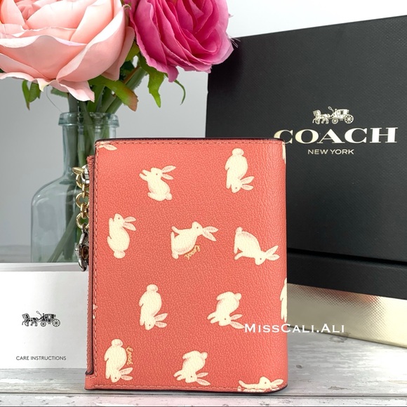 Coach Bunny Coral Snap Coin Small Wallet - Picture 6 of 9